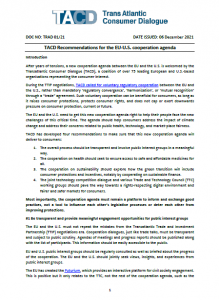 TACD Recommendations for the EU-U.S. cooperation agenda