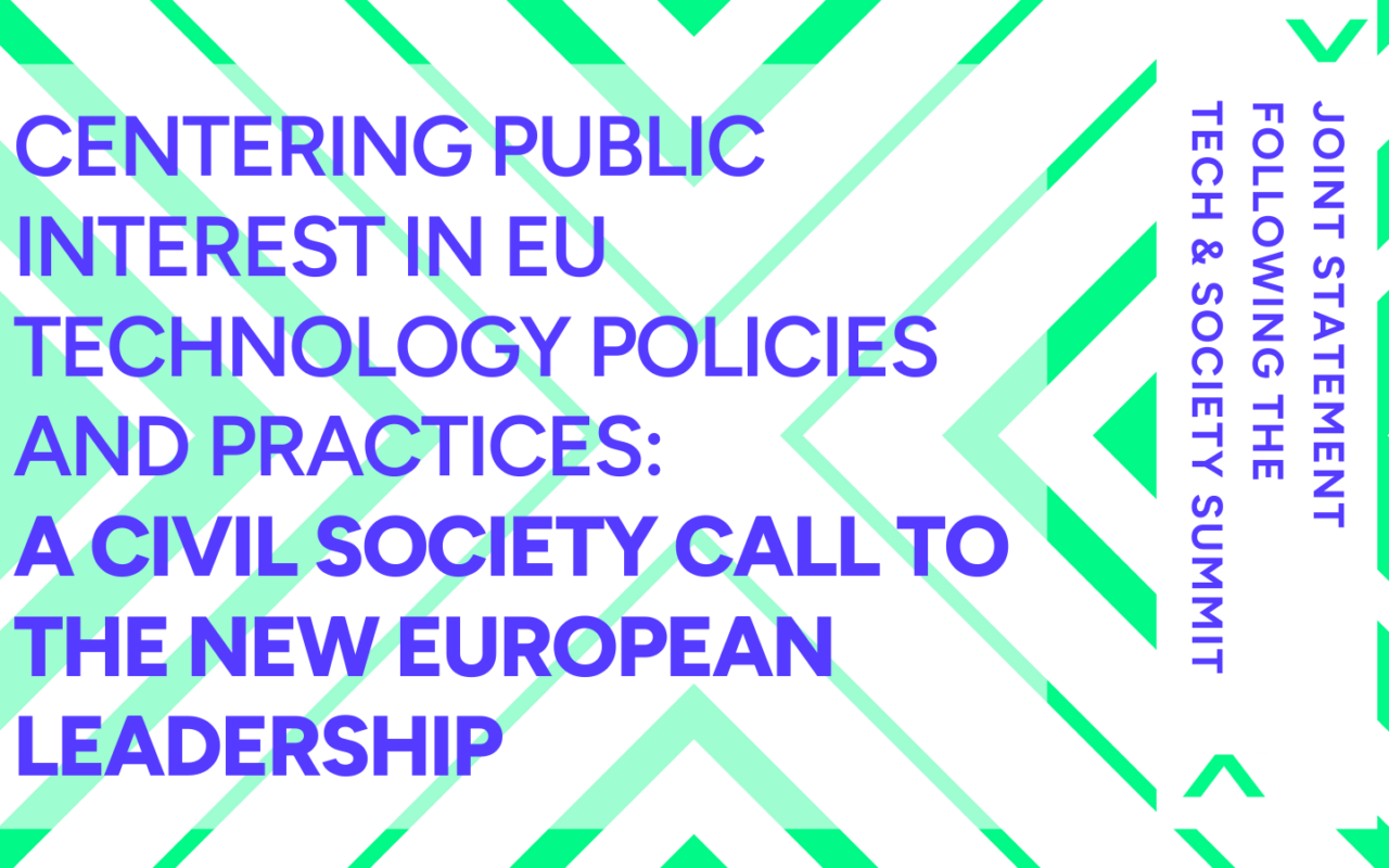 Read the joint statement of civil society organisations following the Tech & Society Summit (1st October, Brussels).